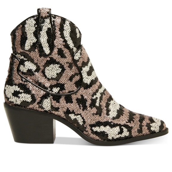🆕Betsey Johnson💋 “Lucki” Leopard Sequin Western Boots - Picture 4 of 13